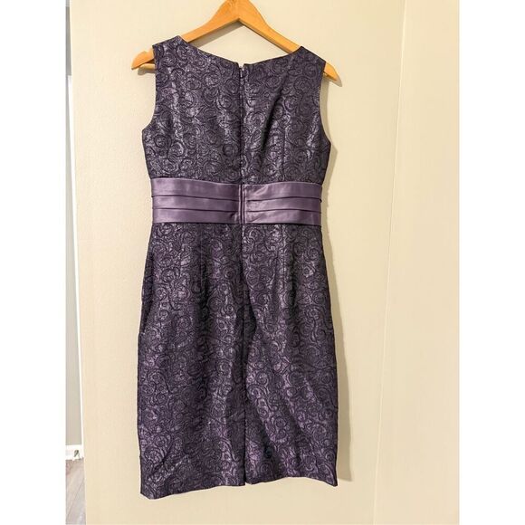 R&M Richards 6 Dress & Jacket 2-PC Set Plum Purple Jacquard Swirl Wedding Guest - Picture 14 of 15